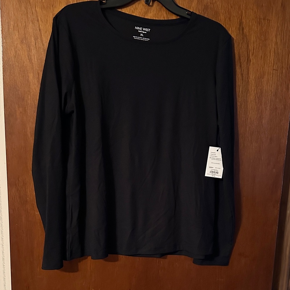 Nine West Black Long Sleeve Tee